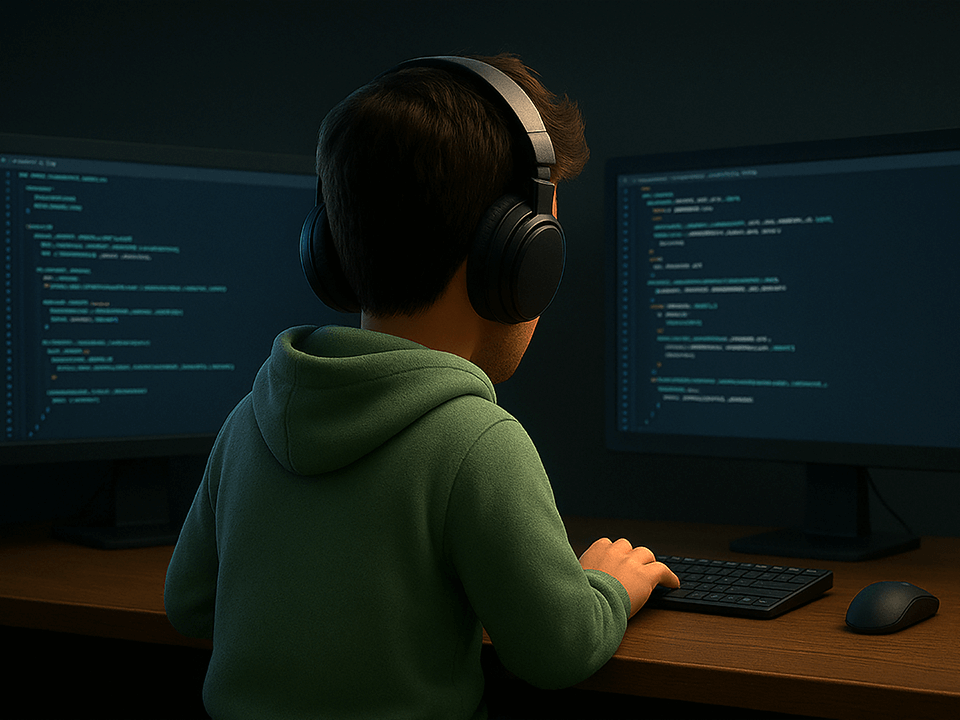 Jake the programmer coding